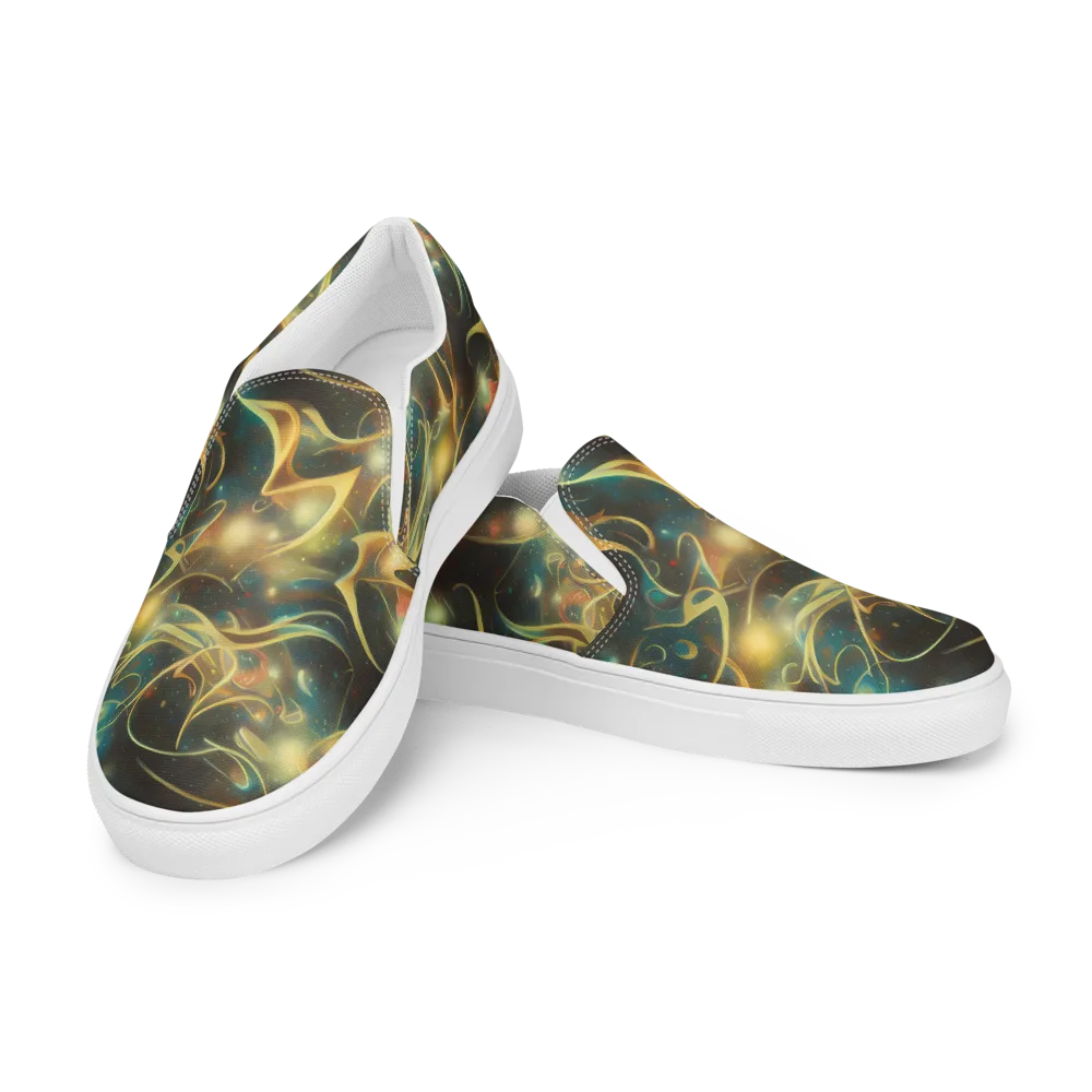 Whispering Galaxies on Men's Slip-On Canvas Shoes — Left Front