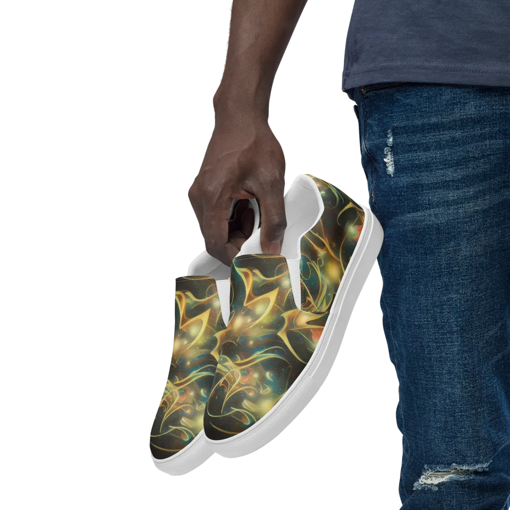 Whispering Galaxies on Men's Slip-On Canvas Shoes — Left Front