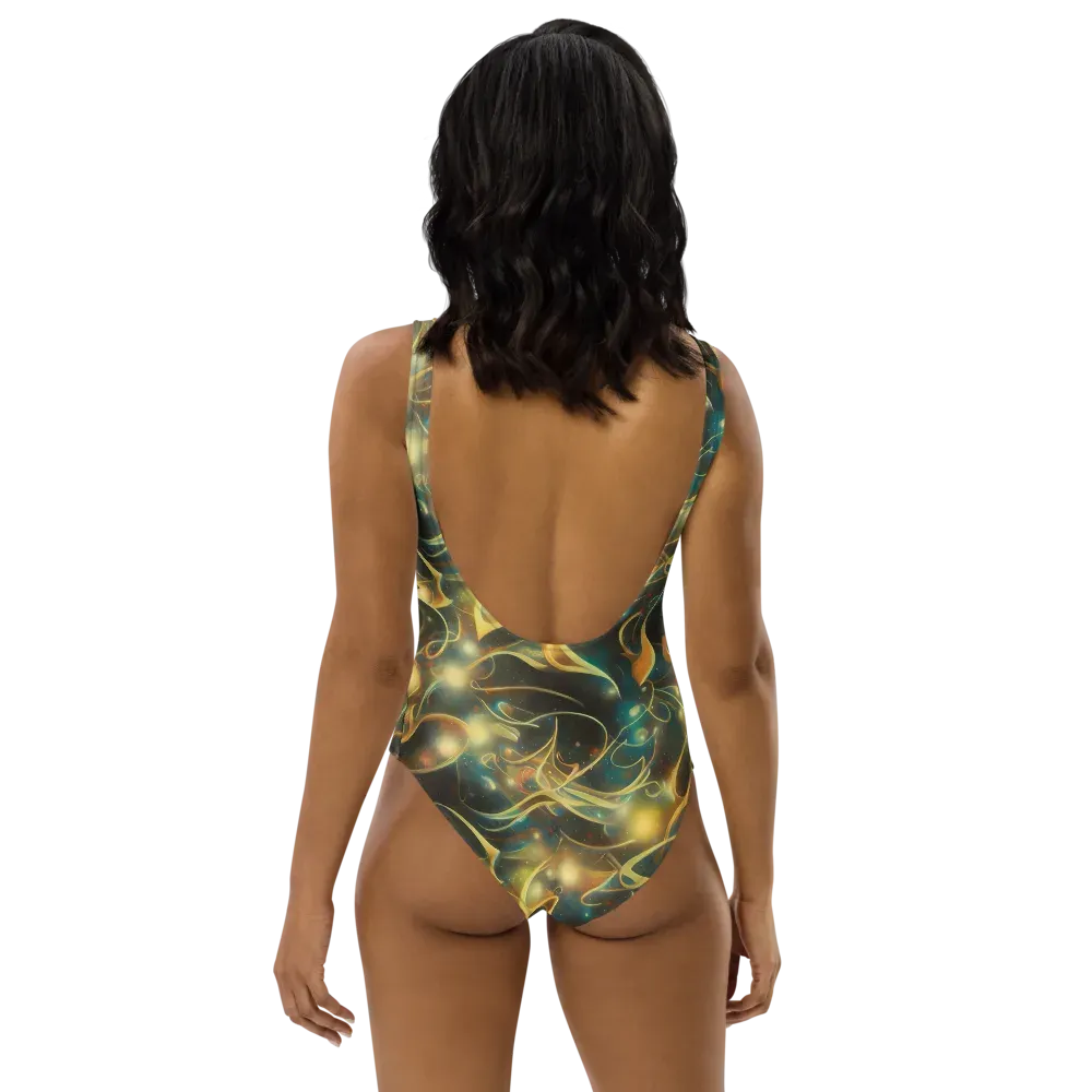 Whispering Galaxies on One-Piece Swimsuit — Back