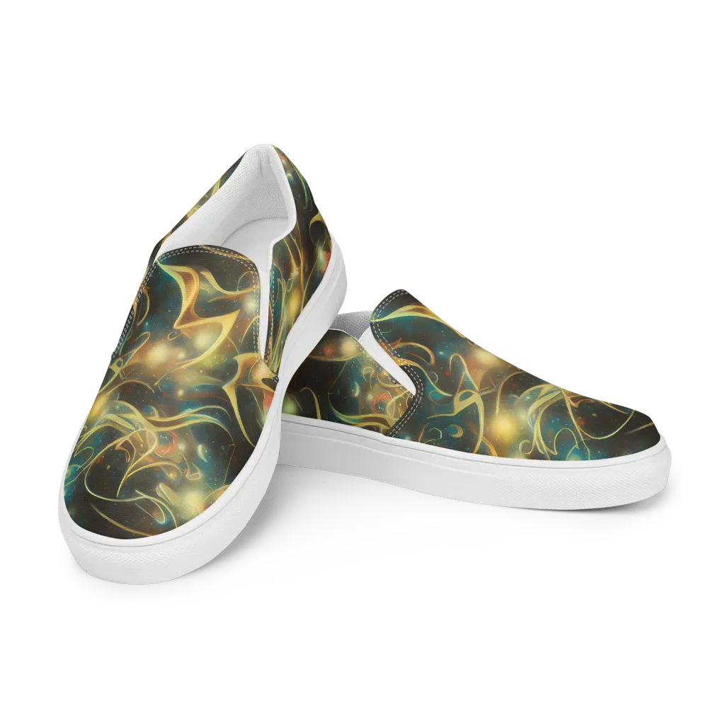 Whispering Galaxies on Women's Slip-On Canvas Shoes — Left Front