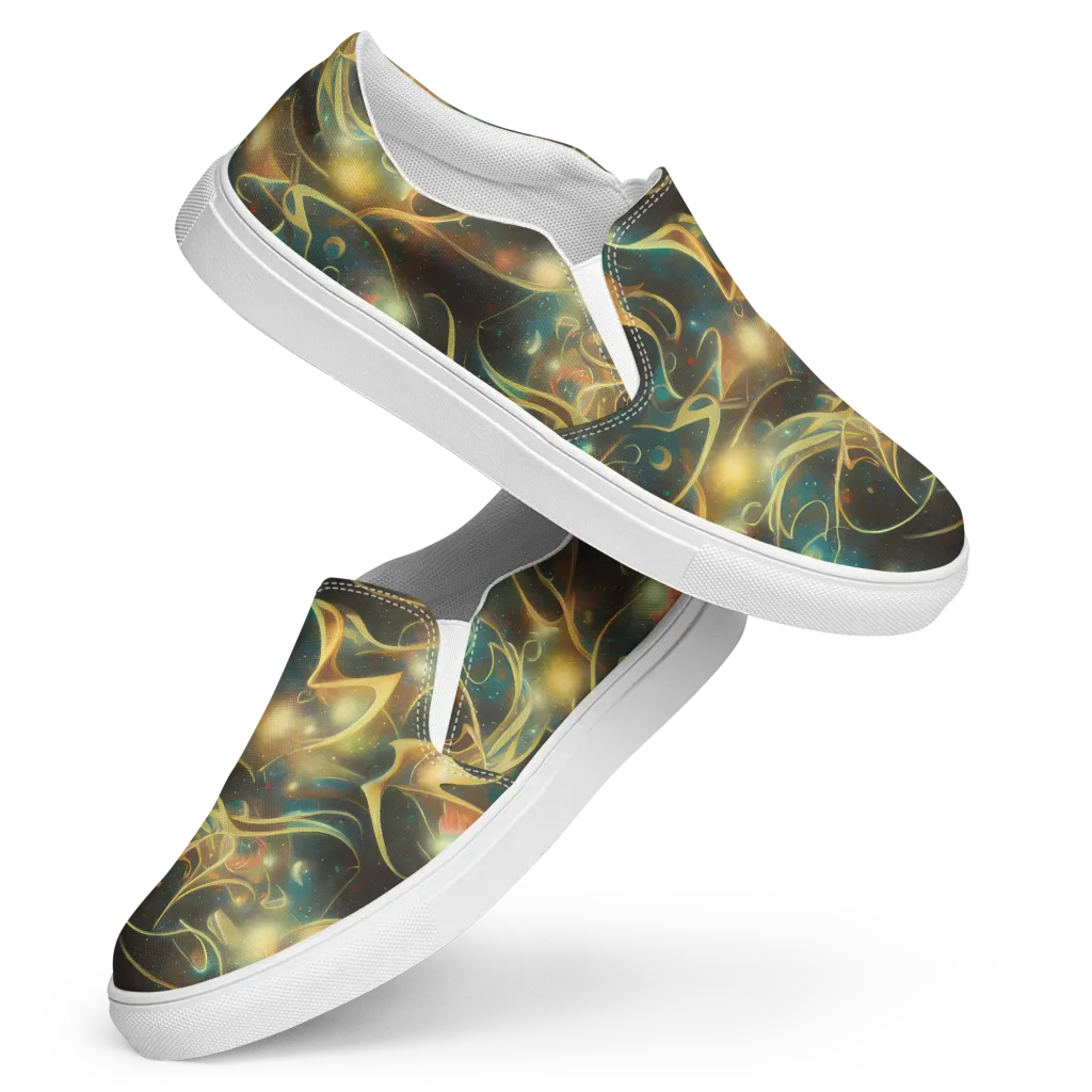 Whispering Galaxies on Women's Slip-On Canvas Shoes — Front