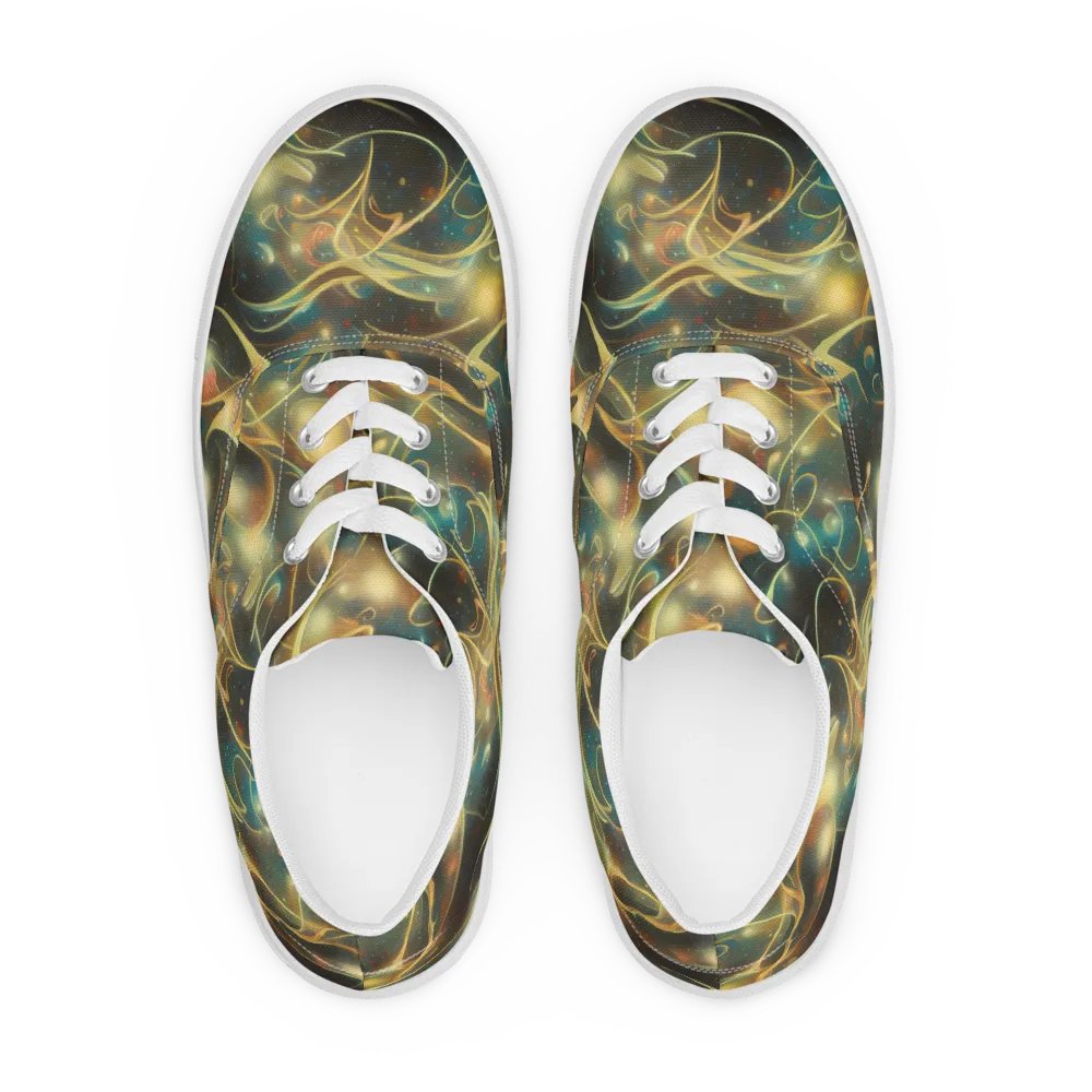 Whispering Galaxies on Men's Lace-Up Canvas Shoes — Front