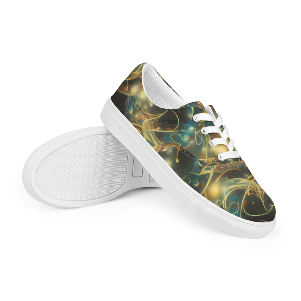 Whispering Galaxies on Men's Lace-Up Canvas Shoes — Right Front