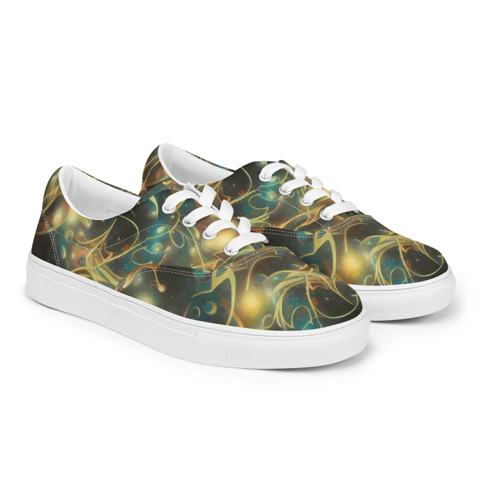 Whispering Galaxies on Men's Lace-Up Canvas Shoes — Right Front