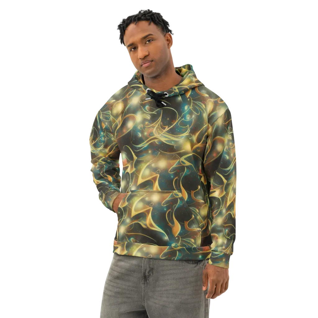 Whispering Galaxies on Cotton Hoodie — Left Front