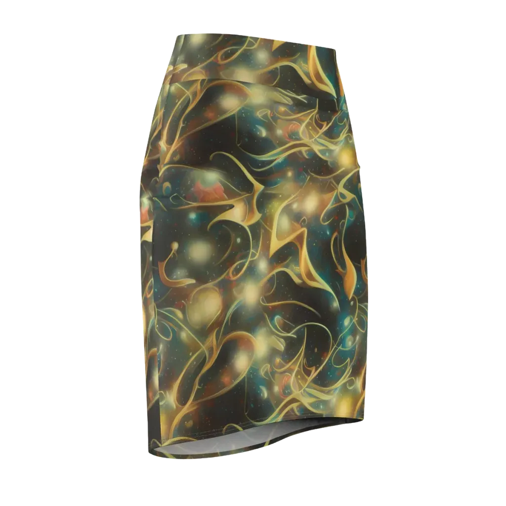 Whispering Galaxies on Pencil Skirt — Front Side