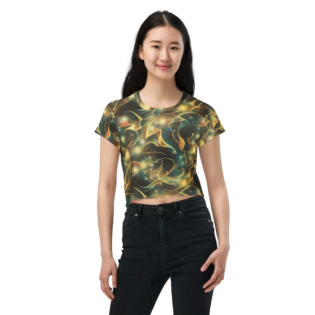 Whispering Galaxies on Crop Tee — Front
