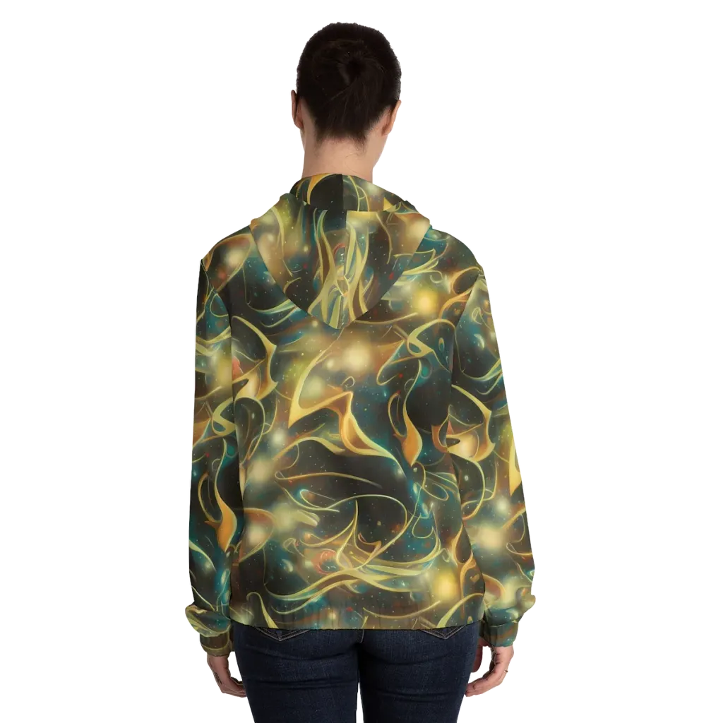 Whispering Galaxies on Women's Full-Zip Hoodie — Back On Person