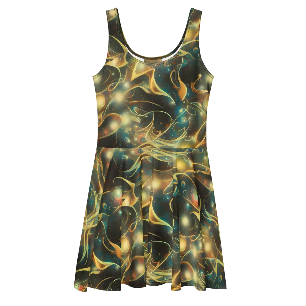 Whispering Galaxies on Skater Dress — Front
