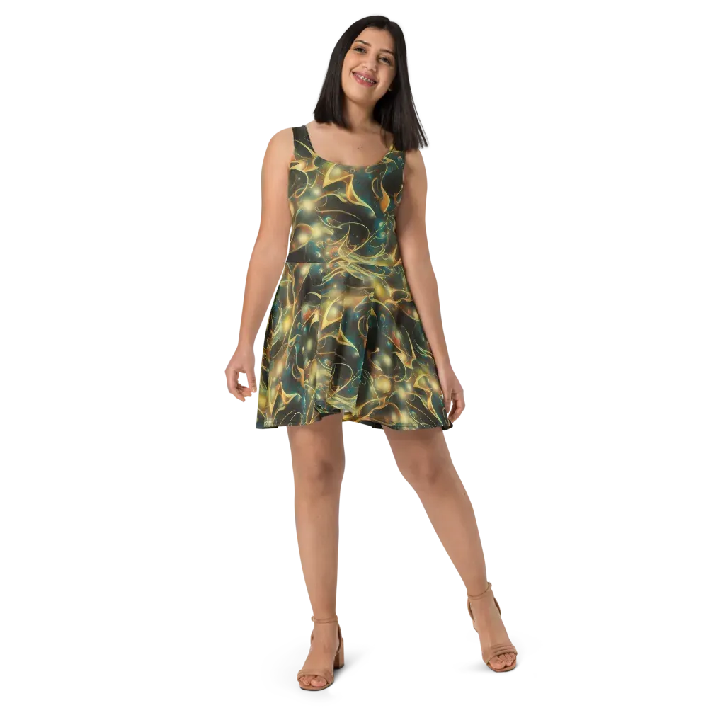 Whispering Galaxies on Skater Dress — Front