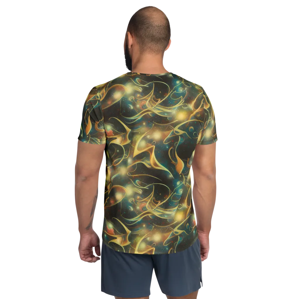 Whispering Galaxies on Men's Athletic T-Shirt — Back