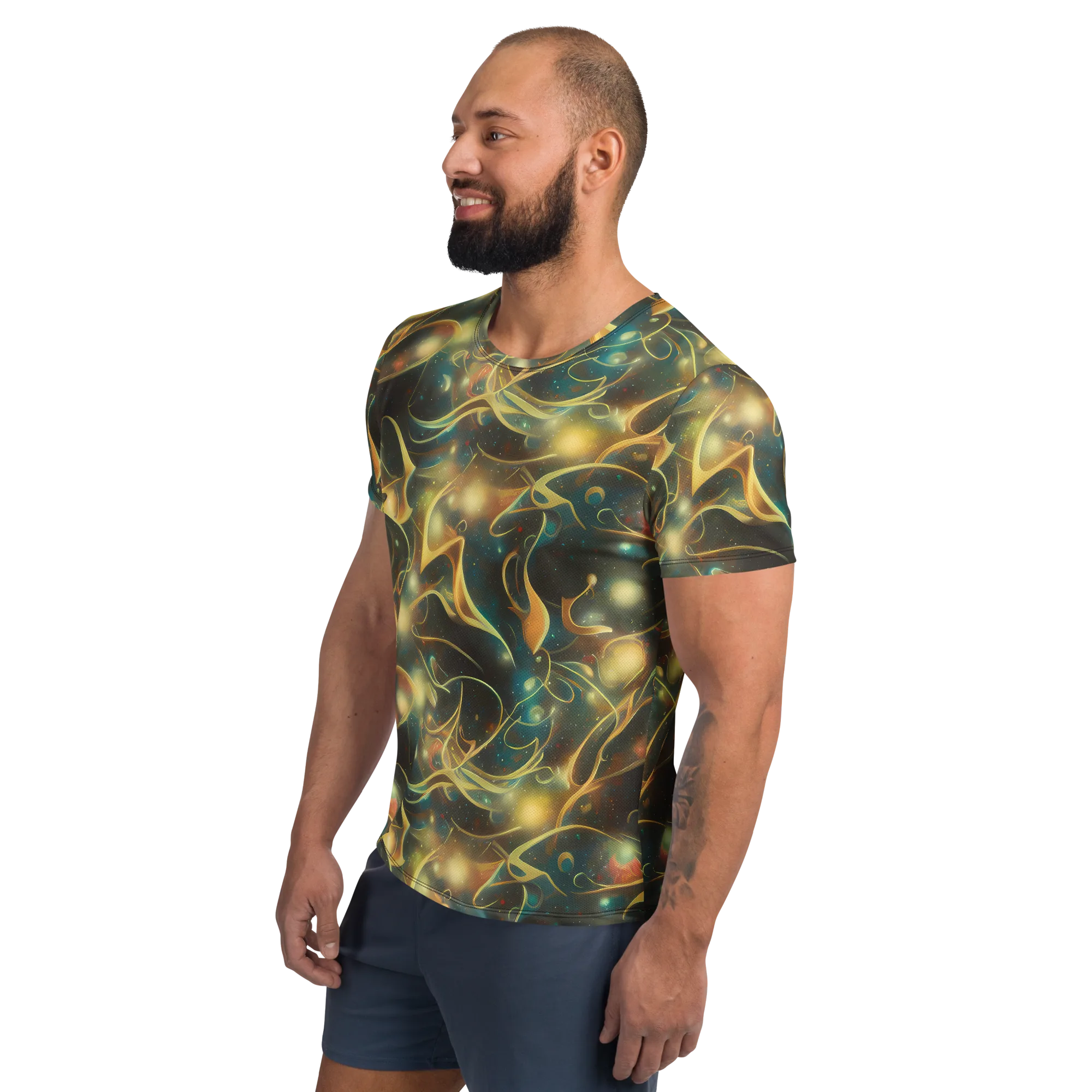 Whispering Galaxies on Men's Athletic T-Shirt — Left