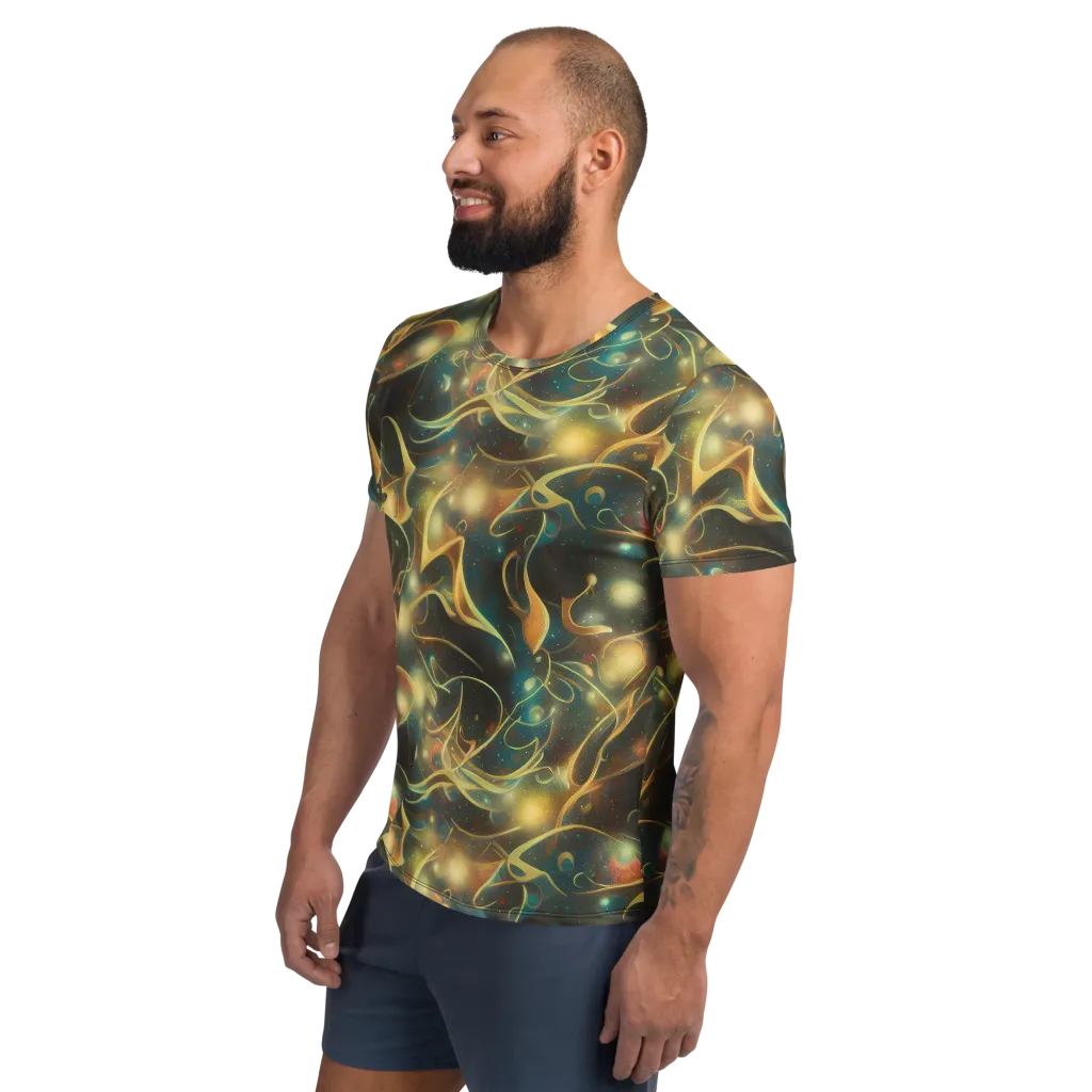 Whispering Galaxies on Men's Athletic T-Shirt — Left
