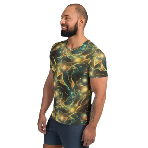 Whispering Galaxies on a Men's Athletic T-Shirt