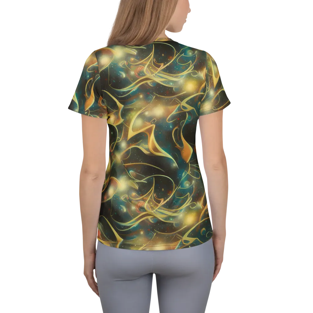 Whispering Galaxies on Women's Athletic T-Shirt — Back