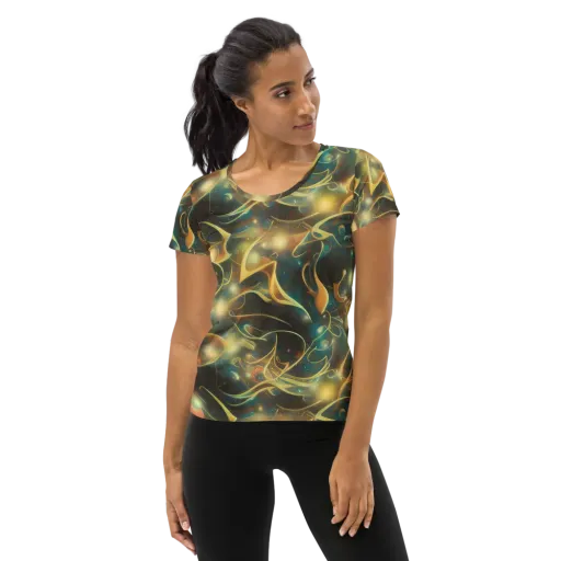 Whispering Galaxies on a Women's Athletic T-Shirt
