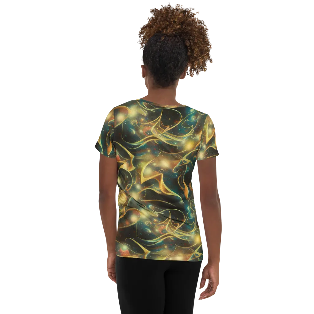 Whispering Galaxies on Women's Athletic T-Shirt — Back