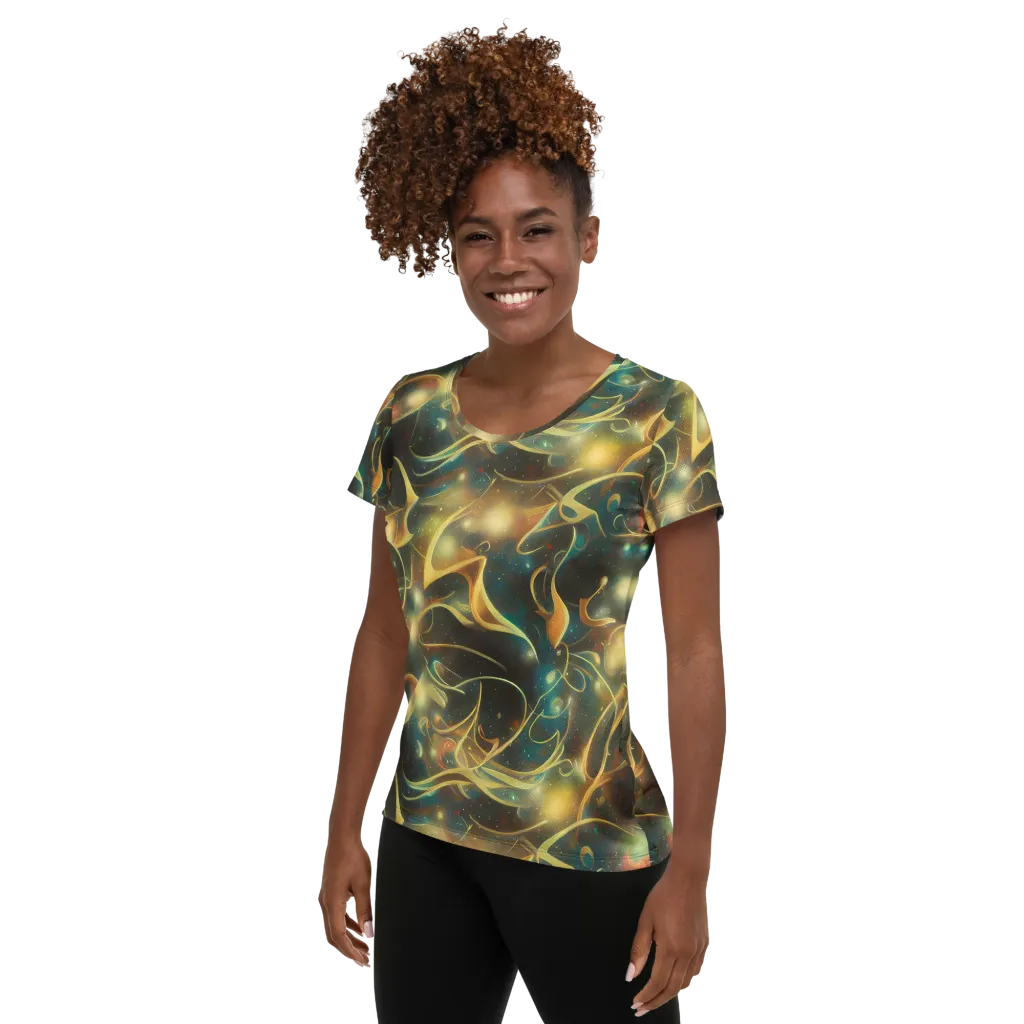 Whispering Galaxies on Women's Athletic T-Shirt — Left