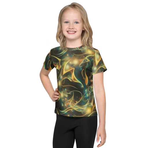Whispering Galaxies on a Kids Crew Neck T-Shirt