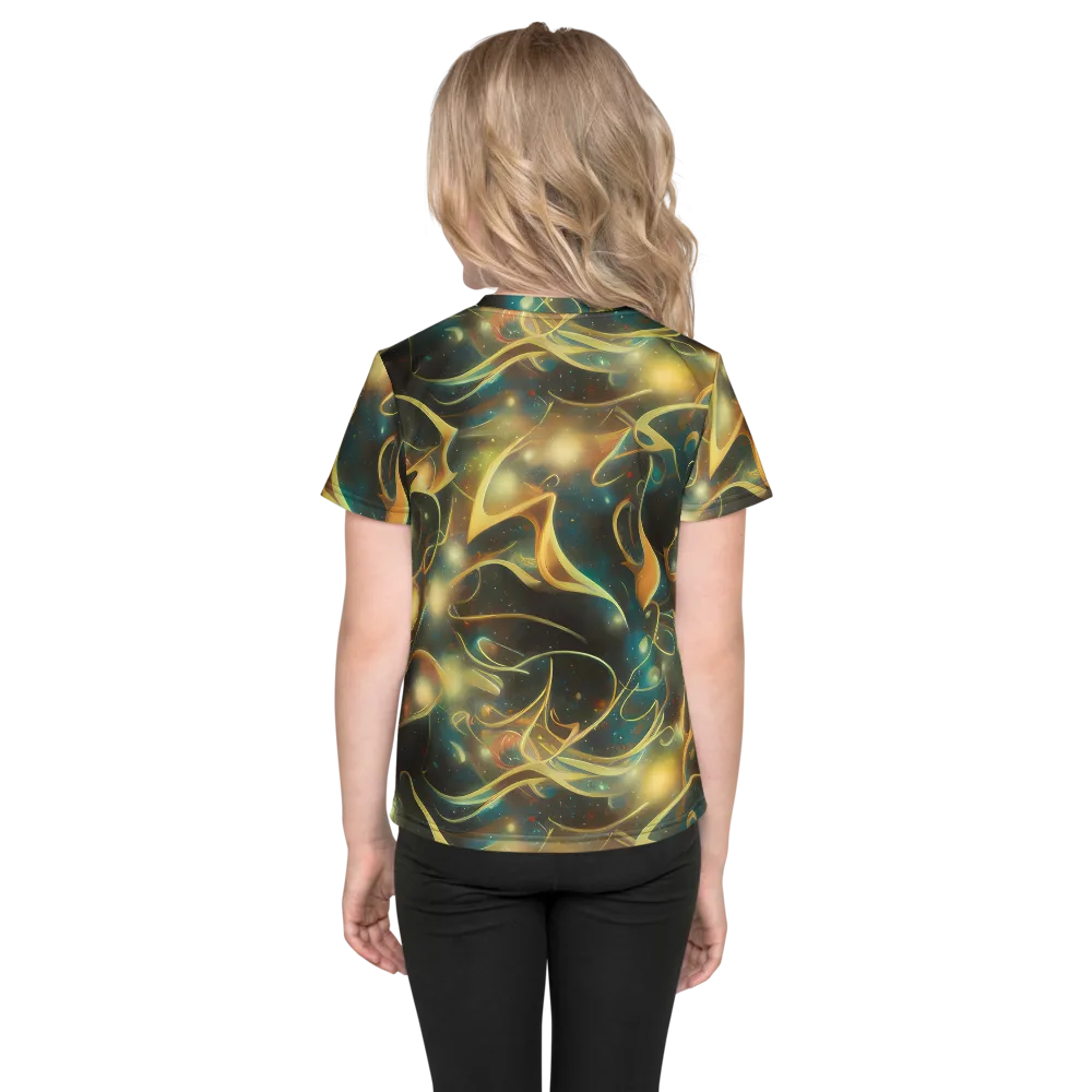 Whispering Galaxies on Kids Crew Neck T-Shirt — Back