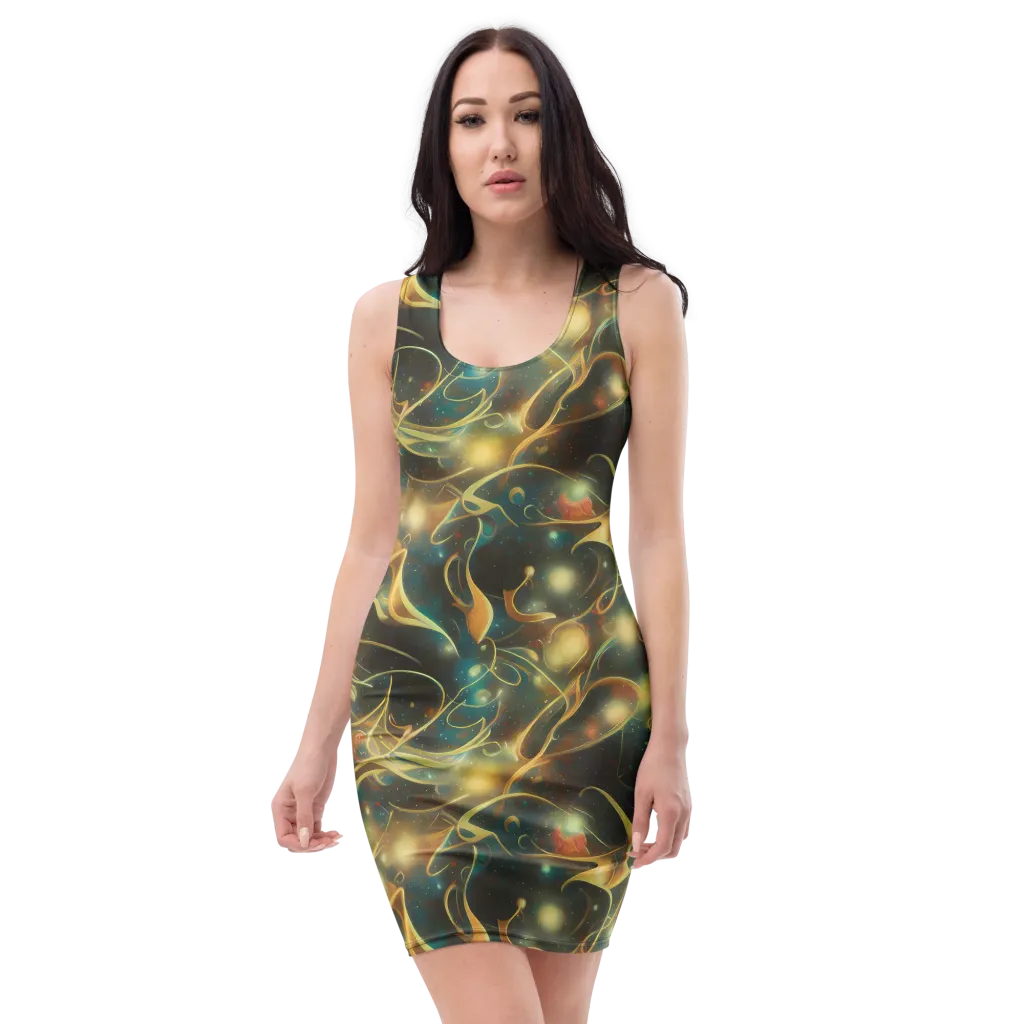 Whispering Galaxies on Bodycon Dress — Front