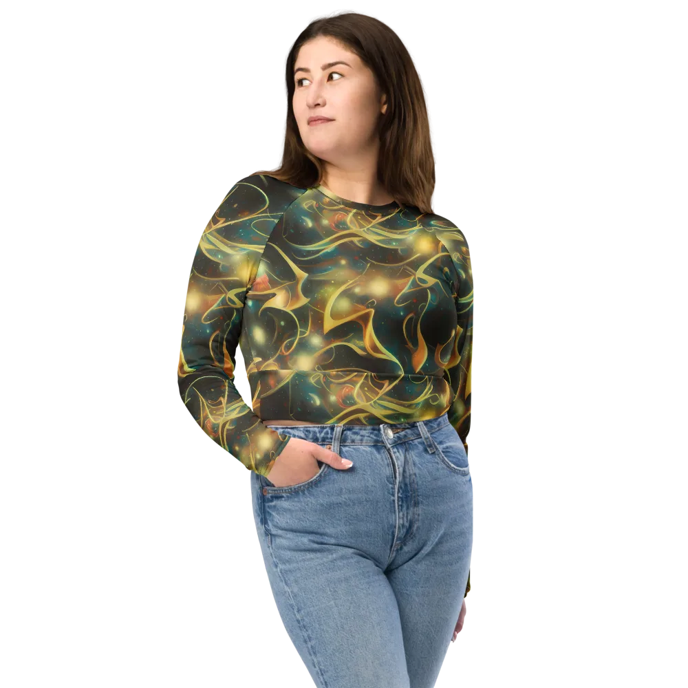 Whispering Galaxies on Long Sleeve Crop Top — Front
