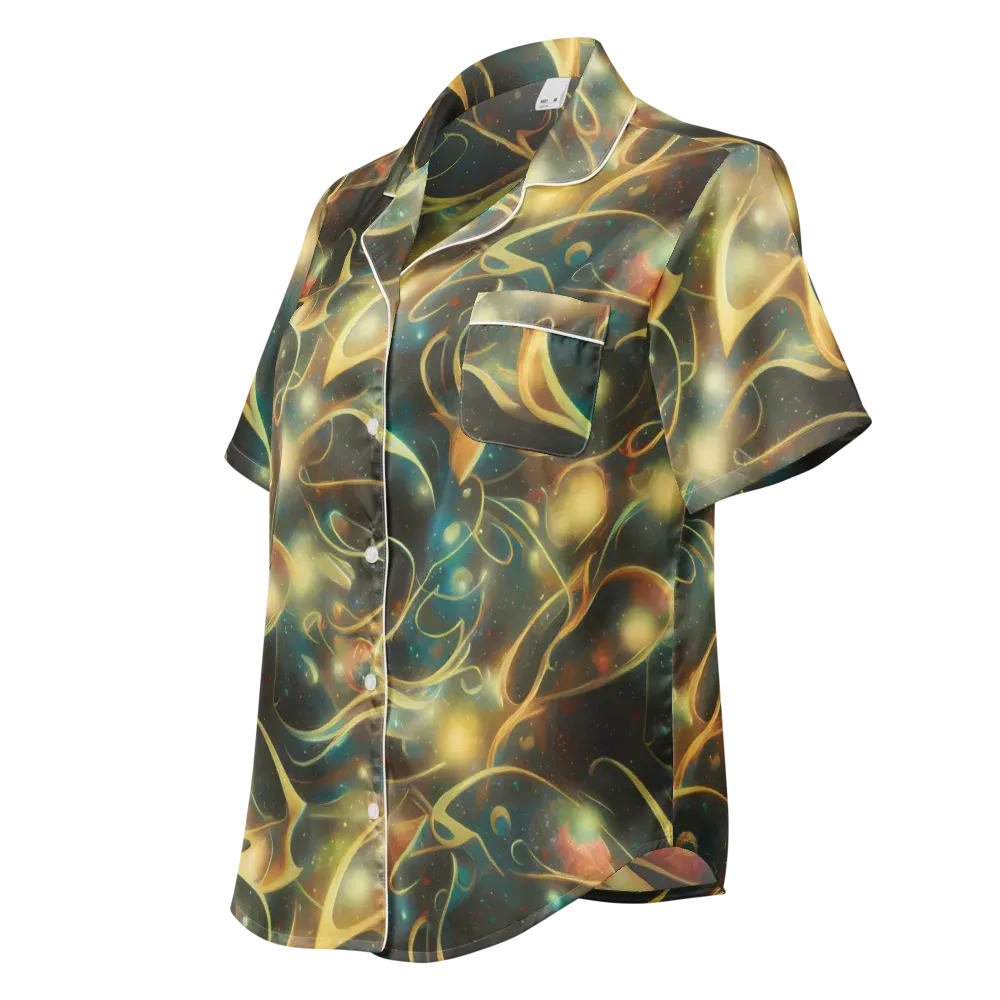 Whispering Galaxies on Women's Short Sleeve Pajama Top — Left Front