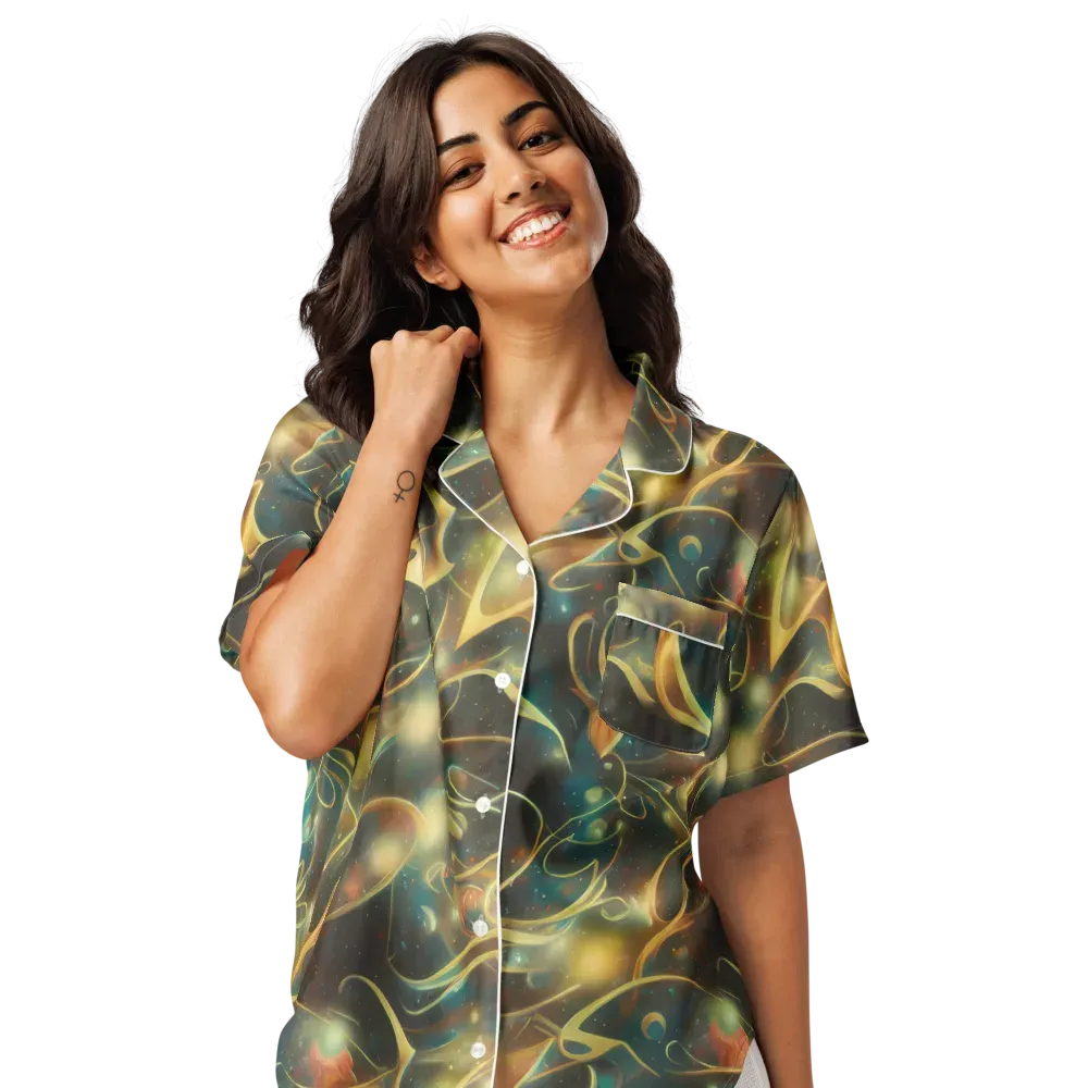 Whispering Galaxies on Women's Short Sleeve Pajama Top — Front