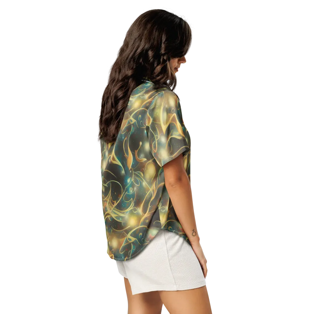 Whispering Galaxies on Women's Short Sleeve Pajama Top — Right Back
