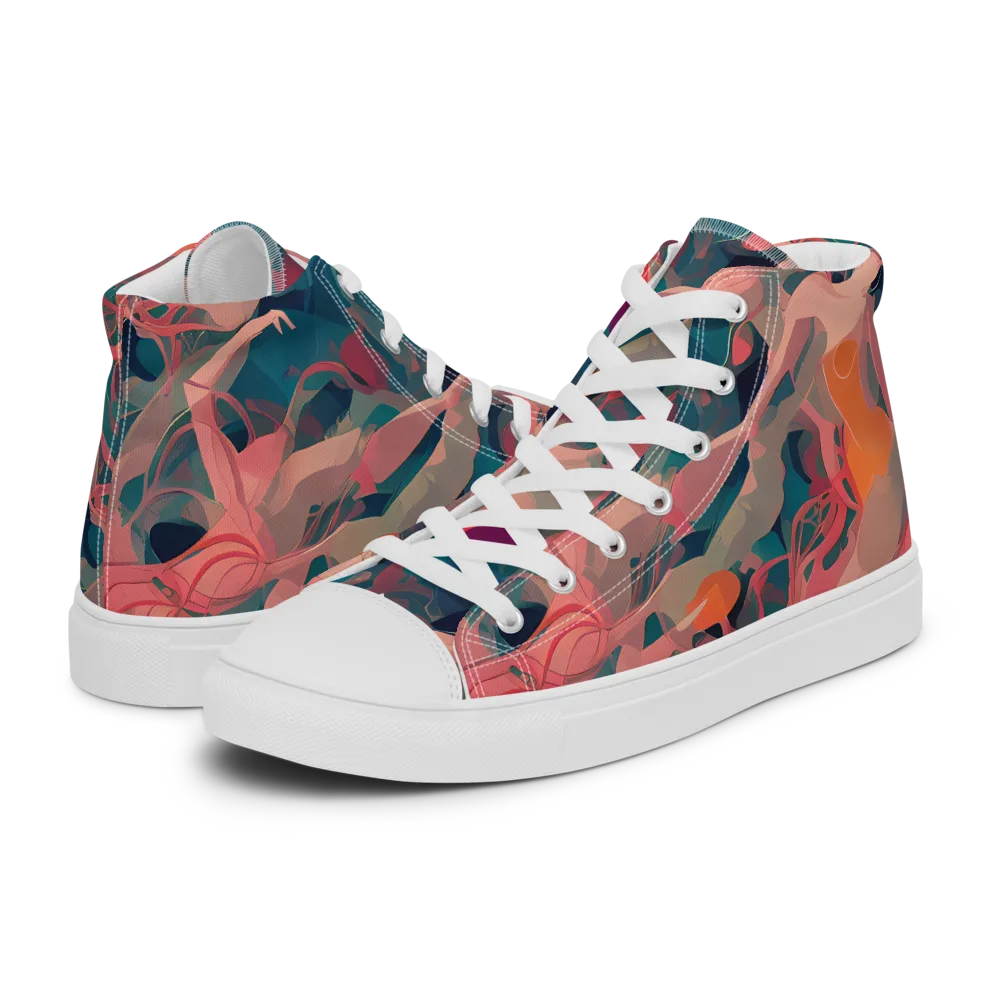 Chromatique Swirl on Men's High Top Canvas Shoes — Left