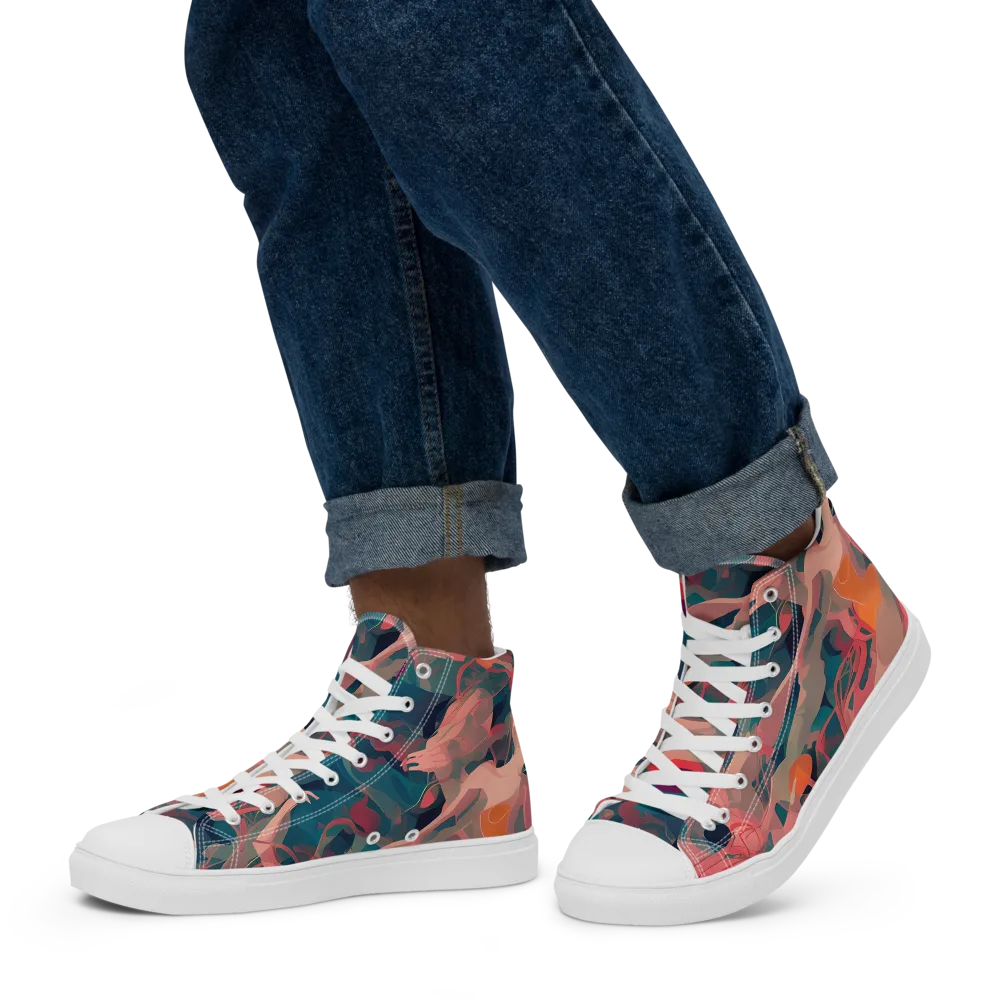Chromatique Swirl on Men's High Top Canvas Shoes — Left
