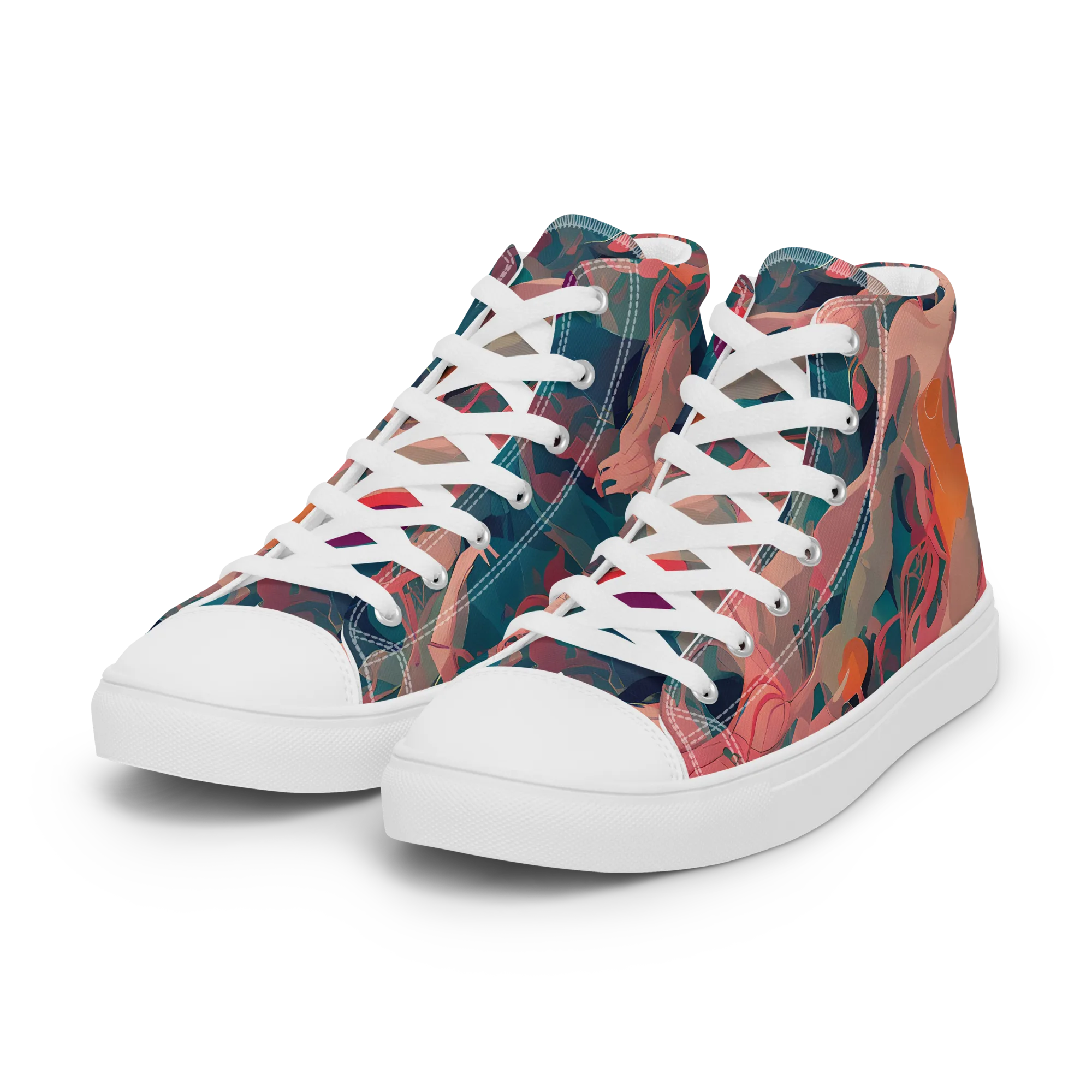 Chromatique Swirl on Women's High Top Canvas Shoes — Left Front