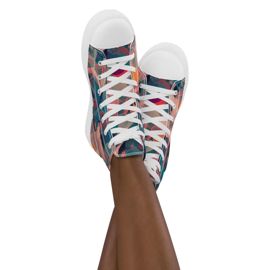 Chromatique Swirl on Women's High Top Canvas Shoes — Front