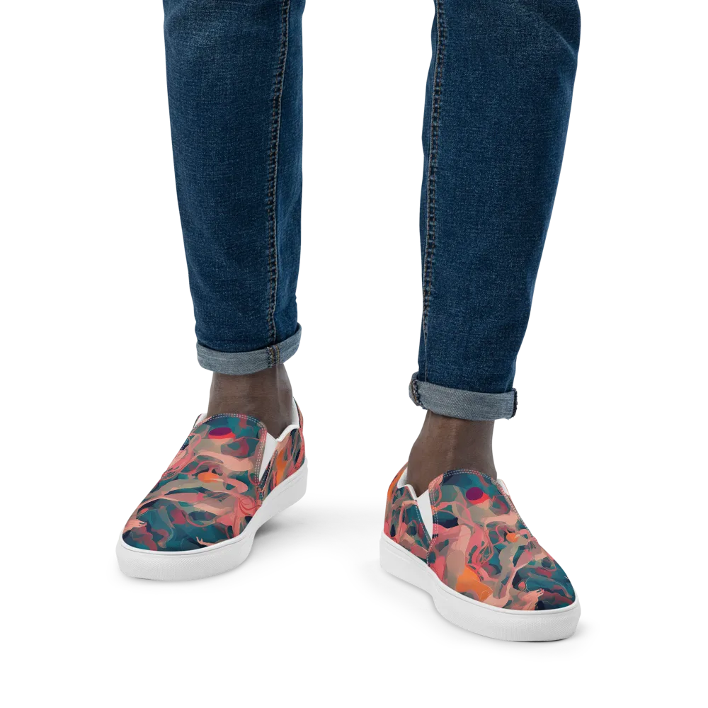 Chromatique Swirl on Men's Slip-On Canvas Shoes — Front