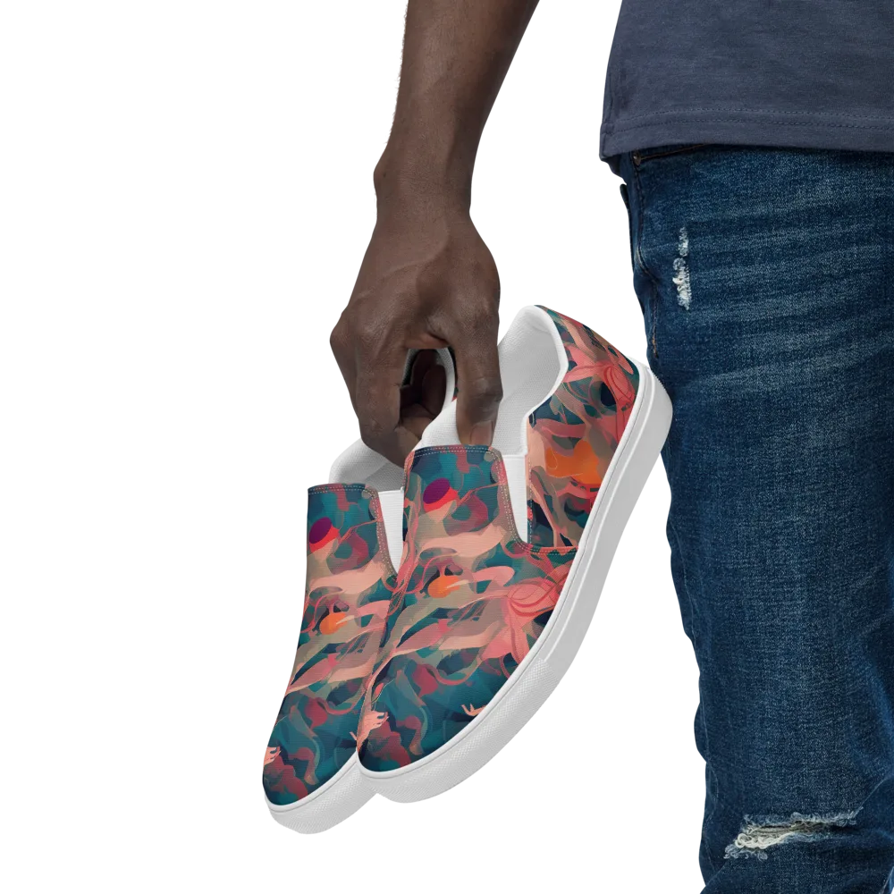 Chromatique Swirl on Men's Slip-On Canvas Shoes — Left Front