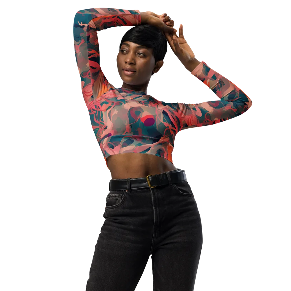 Chromatique Swirl on Long Sleeve Crop Top — Front