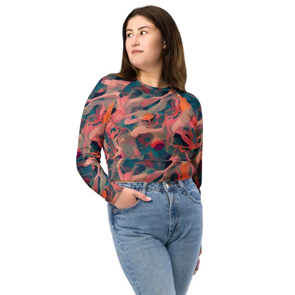 Chromatique Swirl on Long Sleeve Crop Top — Front