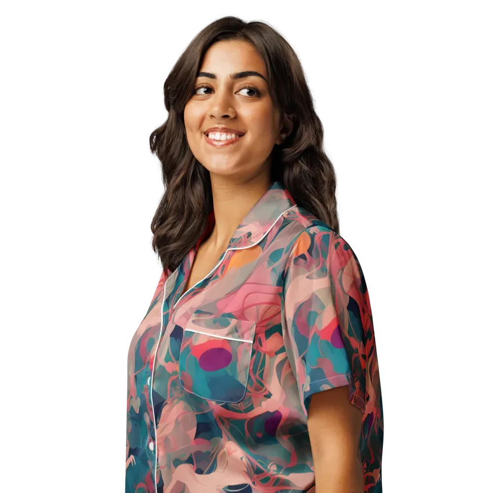 Chromatique Swirl on Women's Short Sleeve Pajama Top — Left Front