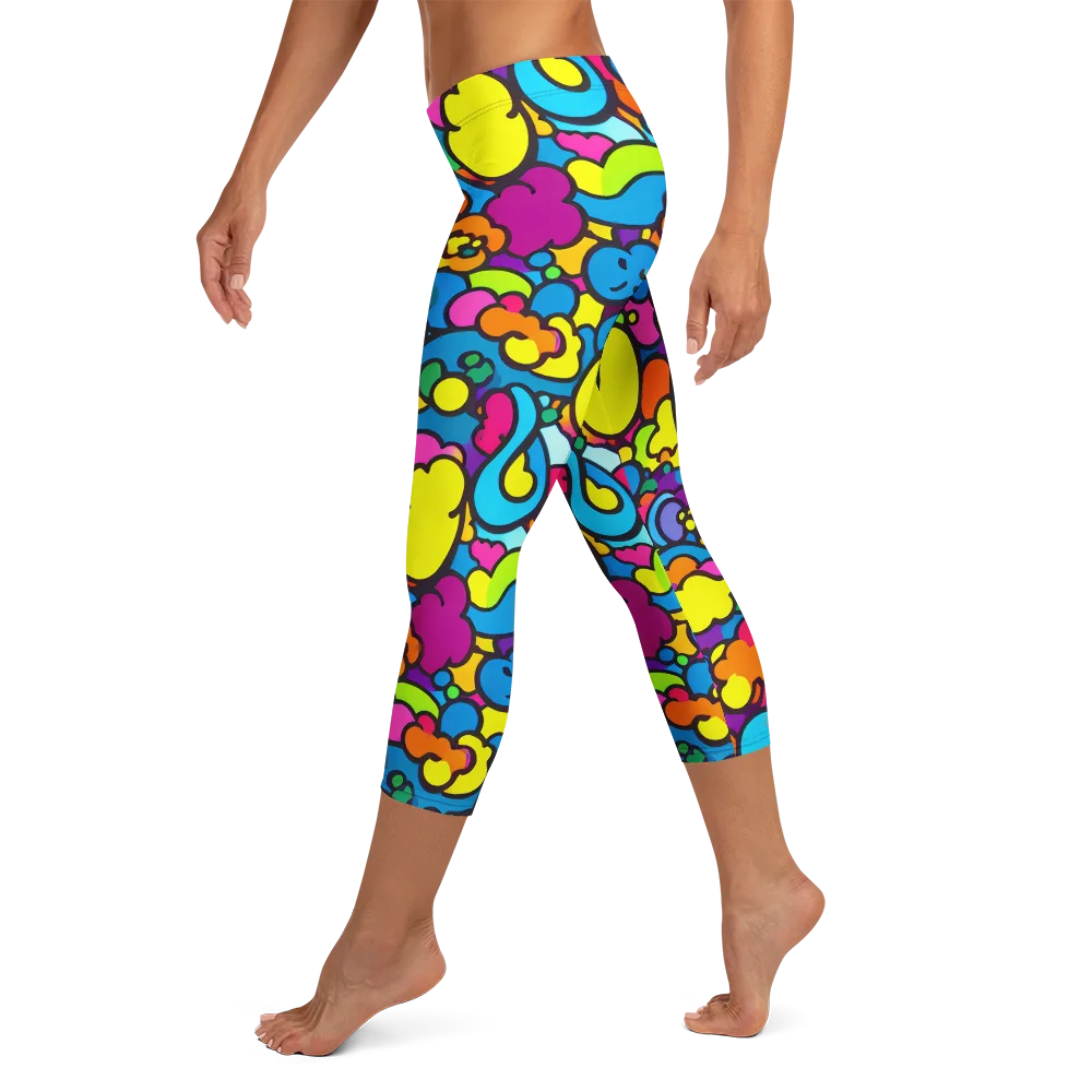 Pop Playland on Capri Leggings — Left