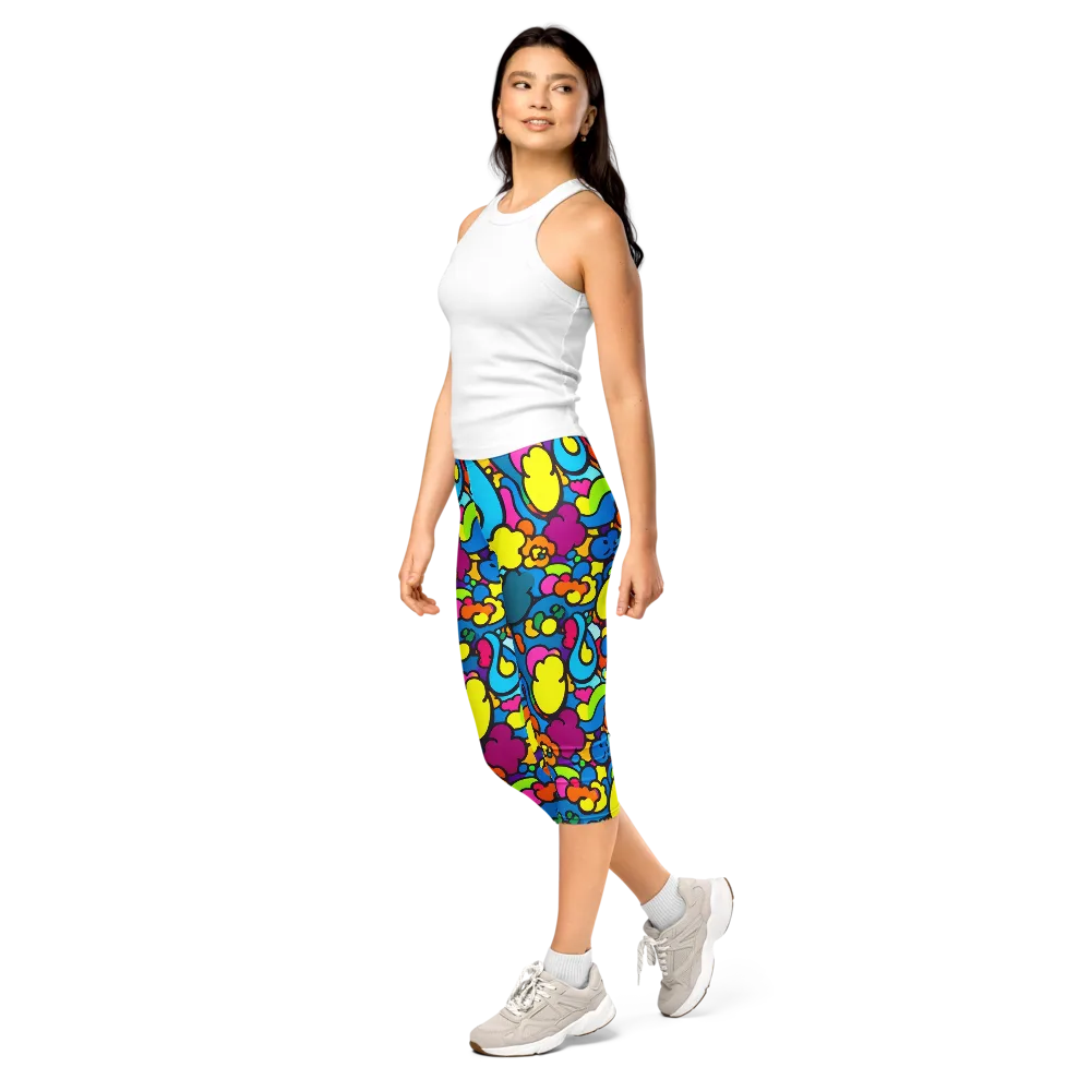 Pop Playland on Capri Leggings — Left Front