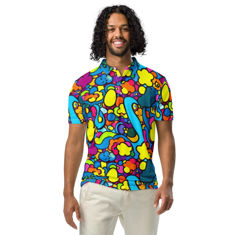 Pop Playland on Men's Slim Fit Polo Shirt — Front