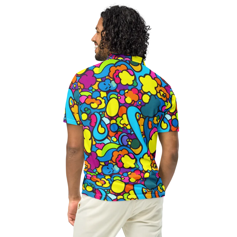 Pop Playland on Men's Slim Fit Polo Shirt — Back