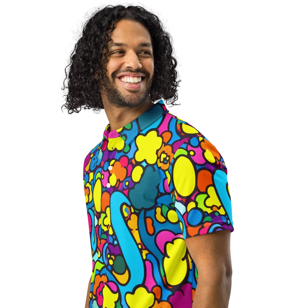 Pop Playland on Men's Slim Fit Polo Shirt — Left Front