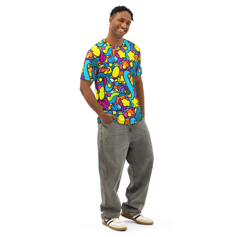 Pop Playland on Men's Cotton Crew Neck T-Shirt — Right Front