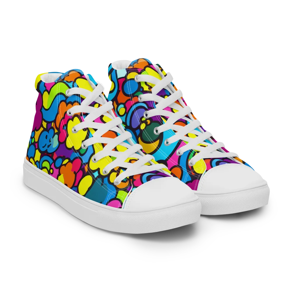 Pop Playland on Men's High Top Canvas Shoes — Right Front