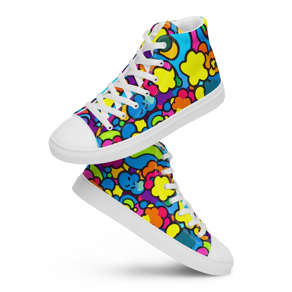 Pop Playland on Men's High Top Canvas Shoes — Front