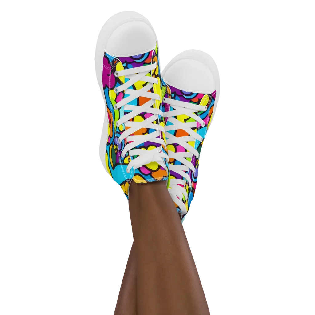 Pop Playland on Women's High Top Canvas Shoes — Front