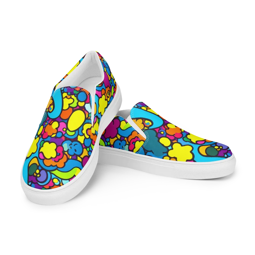 Pop Playland on Men's Slip-On Canvas Shoes — Left Front