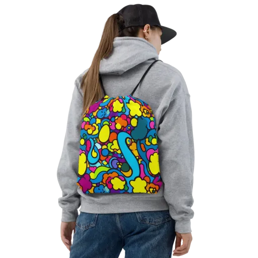 Pop Playland on a Drawstring Bag