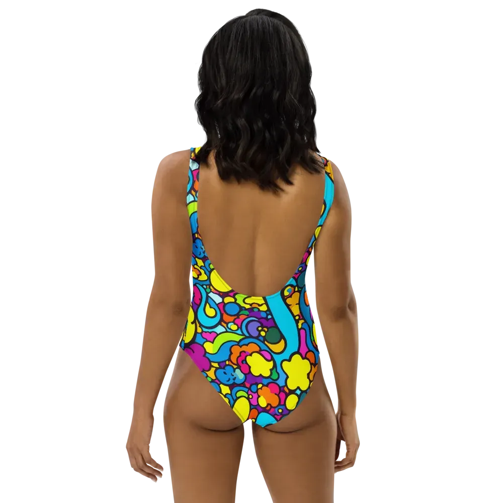 Pop Playland on One-Piece Swimsuit — Back